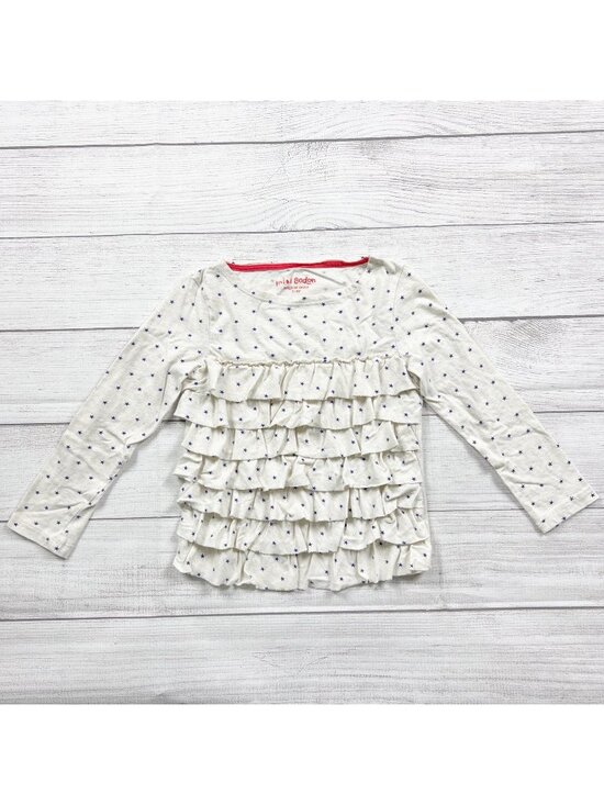 Mini Boden Other - Mini Boden Girls Tiered Ruffle Star Print Long Sleeve Top 5-6